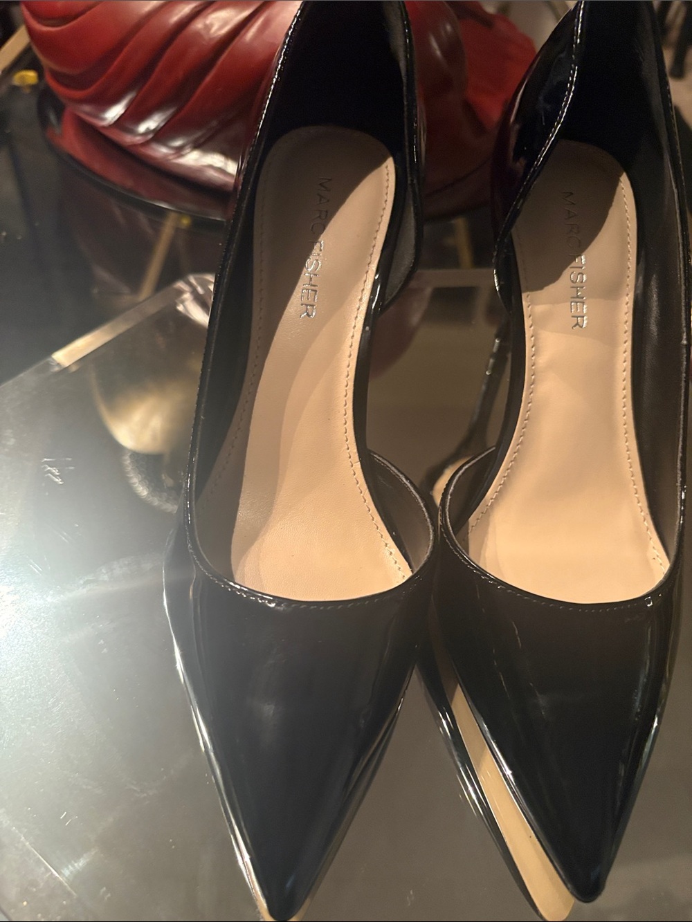 Marc Fisher Black Patent Pointed Toe Pumps